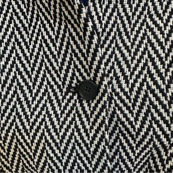 Ann Taylor Jacket Womens Black Wool Blend Blazer Houndstooth Check size 8 Petite - Picture 10 of 11